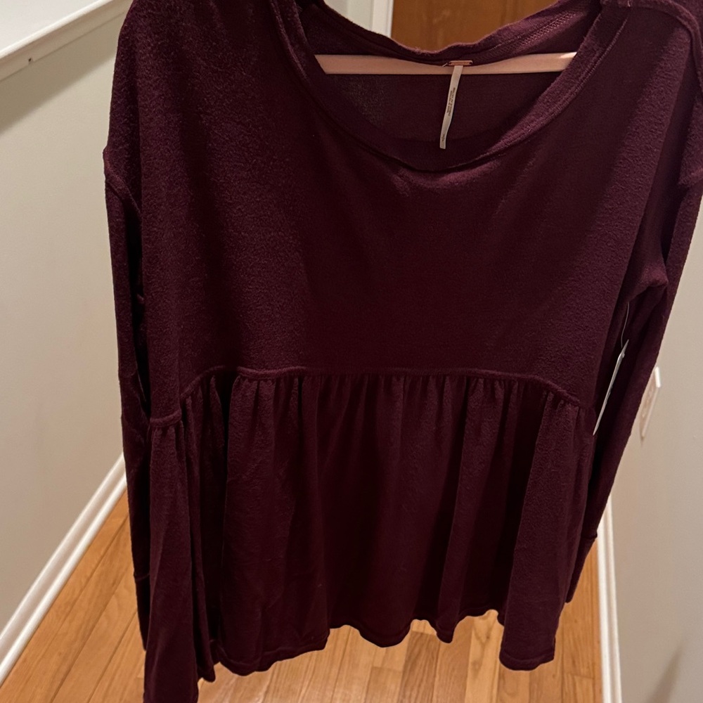 Free People Deep Burgundy Long Sleeve Top - Picture 4 of 5